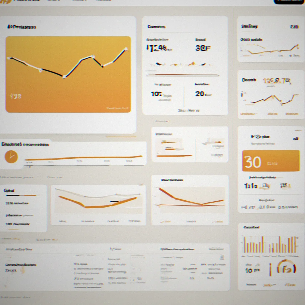 Progress dashboard displaying metrics over twelve months with documented milestones