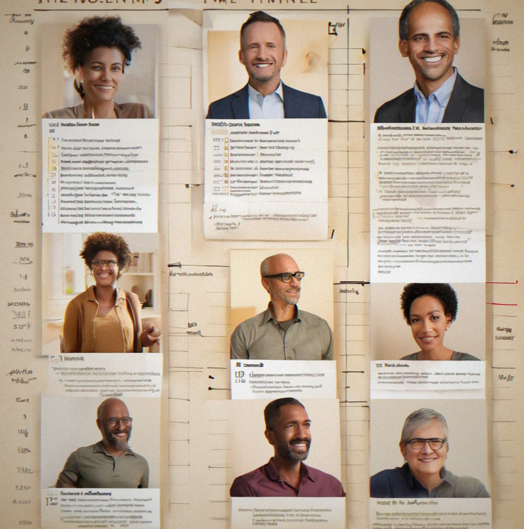 Calendar timeline showing full twelve-month program with monthly debrief sessions marked